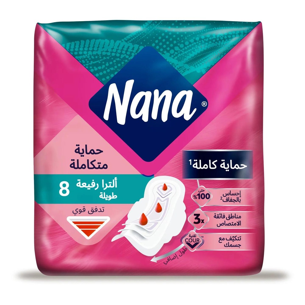 [1207672] نانا فوط صحية الترا رفيعة طويلة 8 فوط