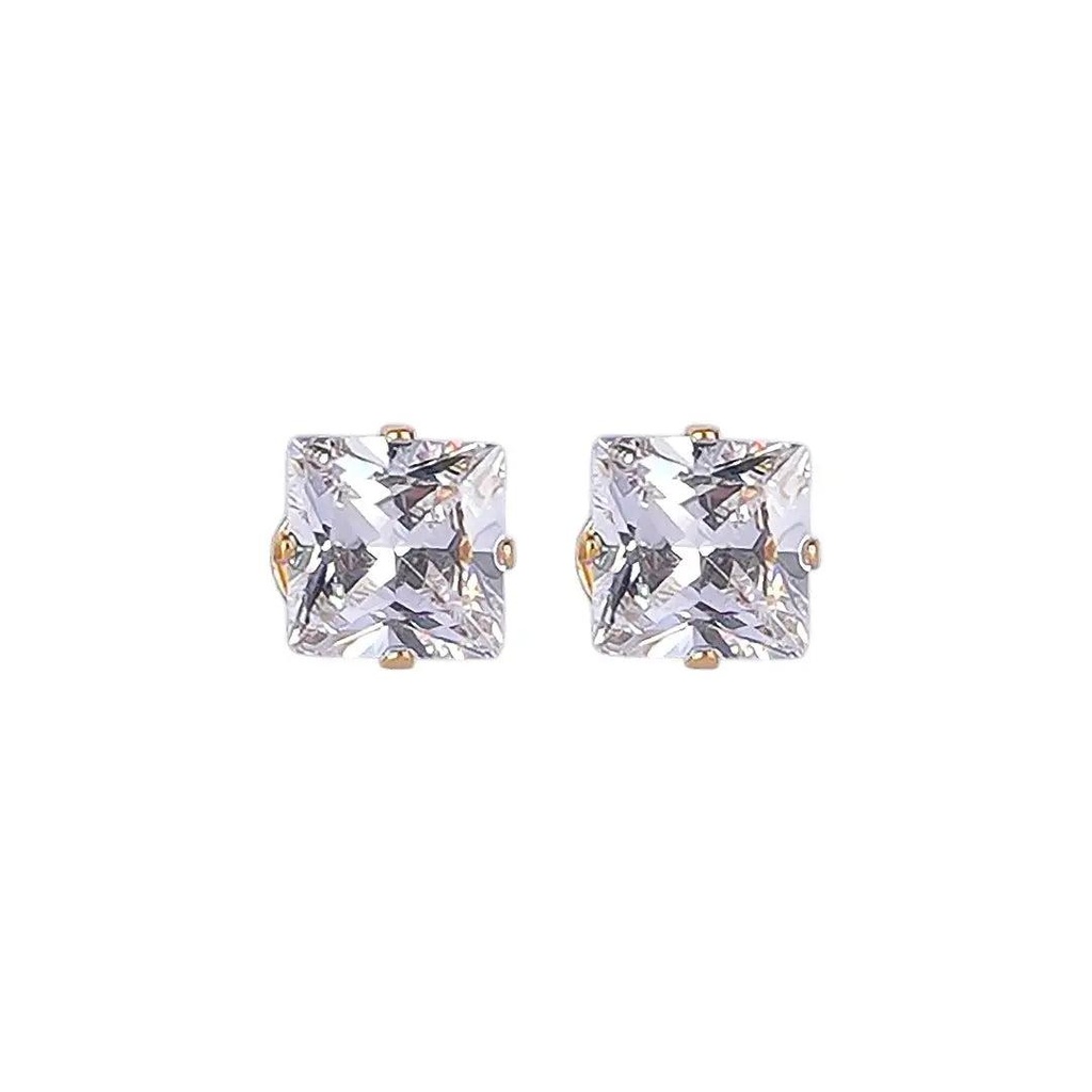 [1211585] Lustrous 18K Gold Plated Square Big Diamond (7Mm) 146