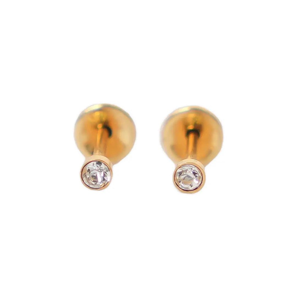 [1211606] Lustrous 18K Gold Plated Small Diamond Earring 3 (2Mm) 167