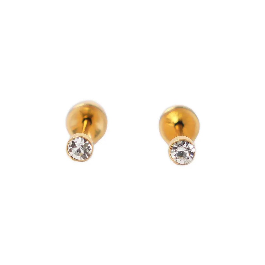 [1211596] Lustrous 18K Gold Plated Small Diamond Earring 2 (3Mm) 157