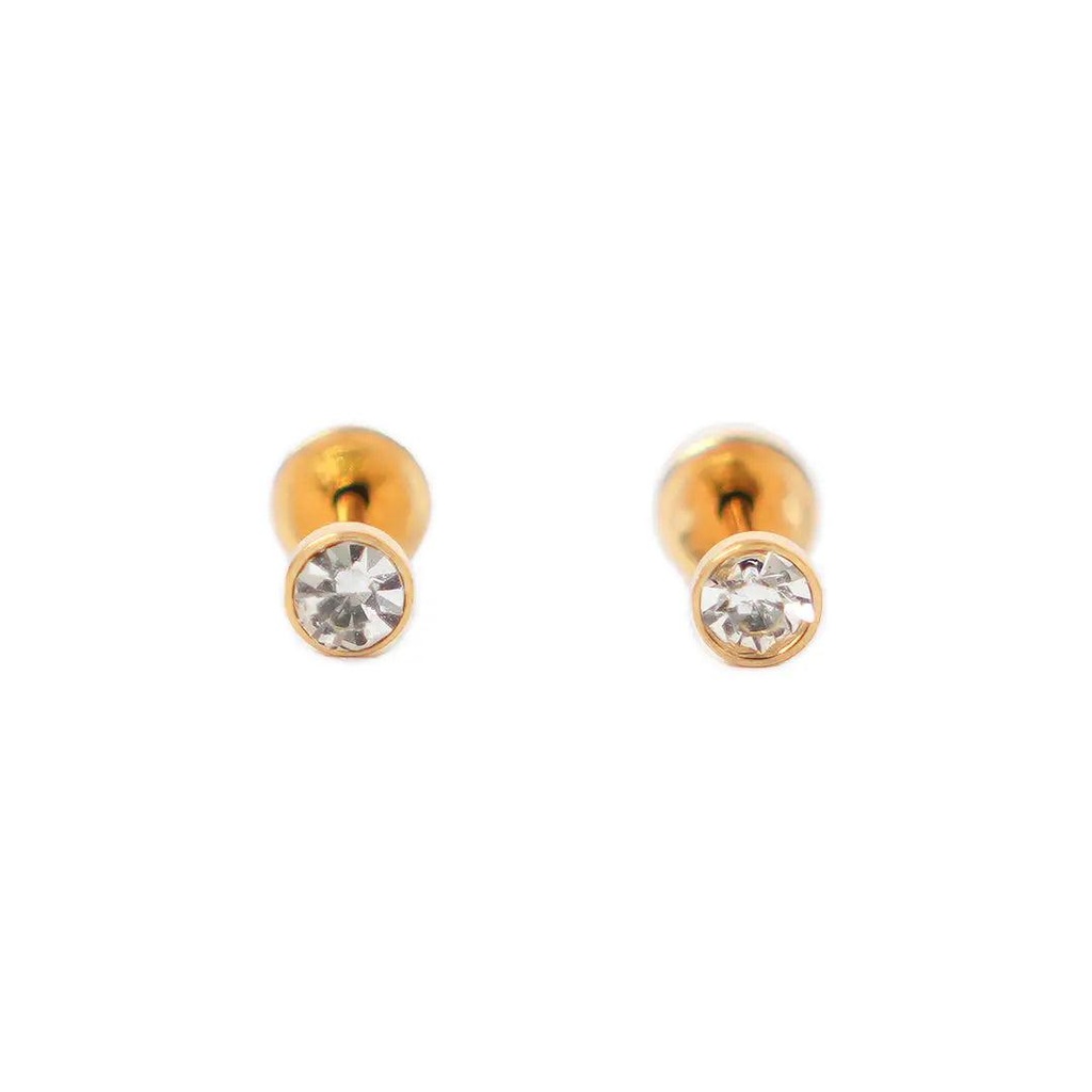 [1211618] Lustrous 18K Gold Plated Small Diamond Earring (3Mm) 179