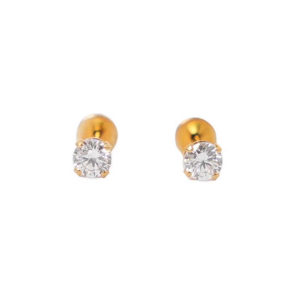 [1211617] Lustrous 18K Gold Plated Small Diamond Earring (3Mm) 178