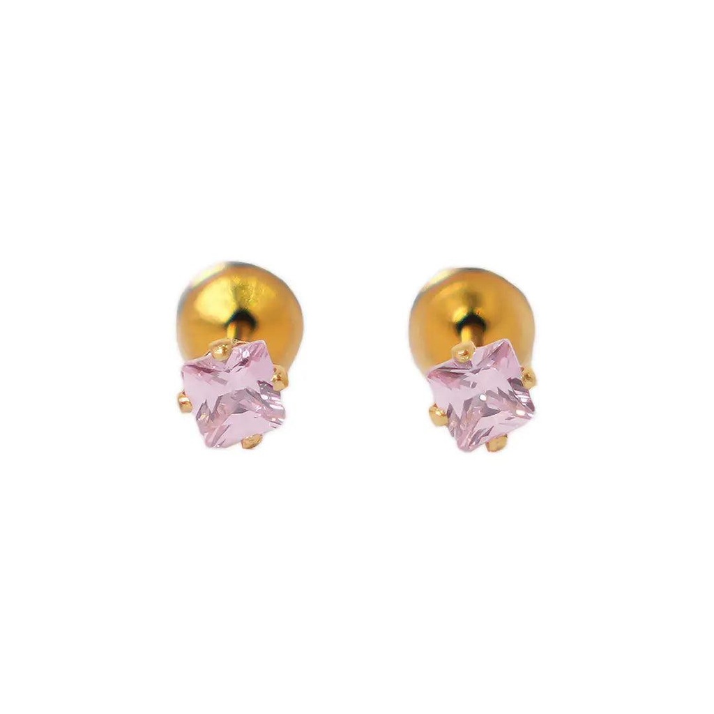 [1211616] Lustrous 18K Gold Plated Small Diamond Earring (3Mm) 177