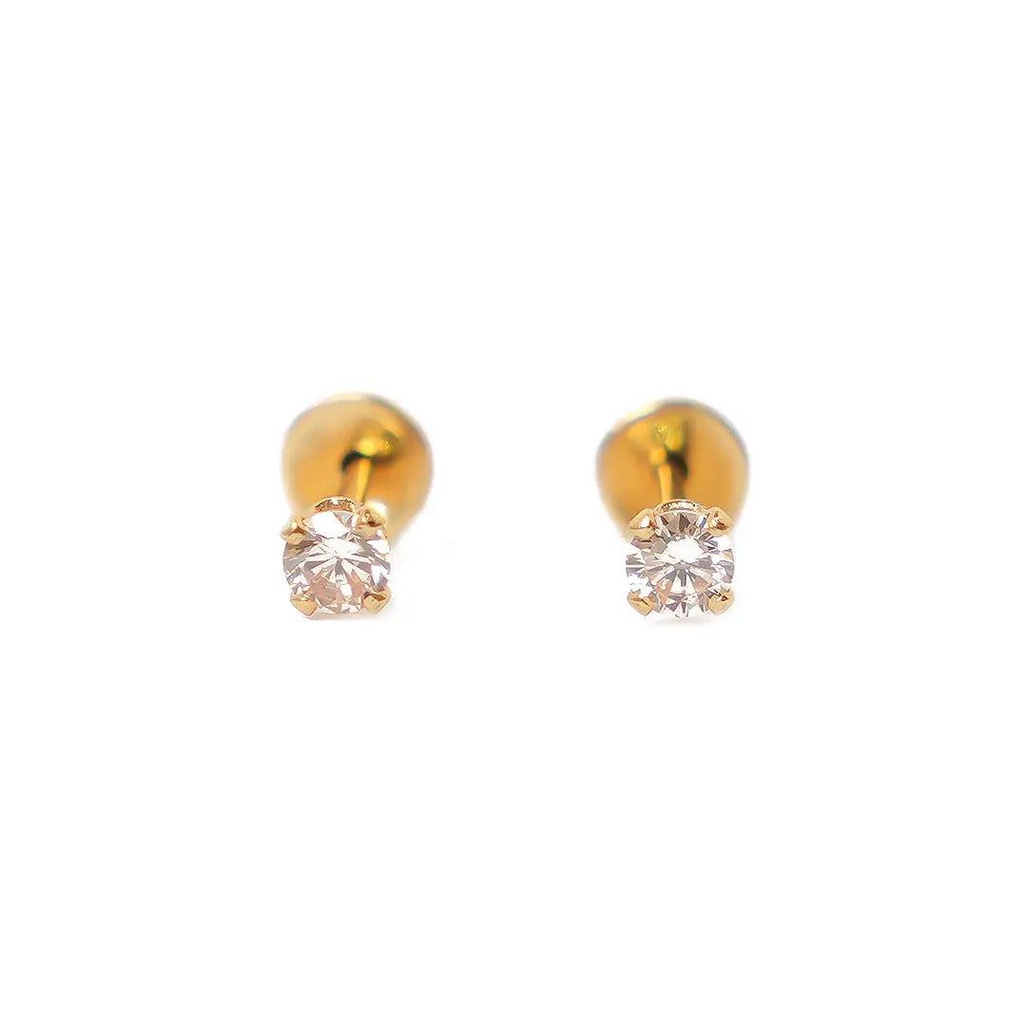 [1211614] Lustrous 18K Gold Plated Small Diamond Earring (3Mm) 175