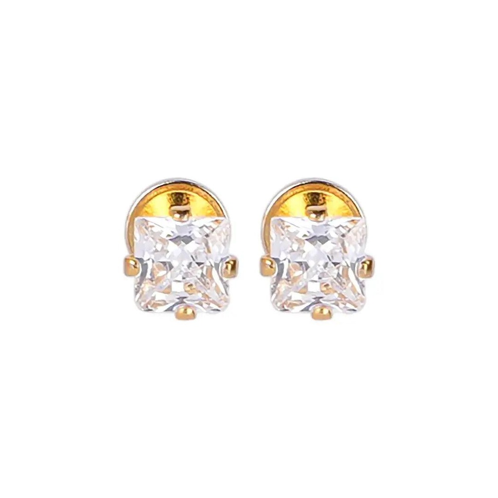 [1211570] Lustrous 18K Gold Plated Diamond Point Earring (7Mm) 131