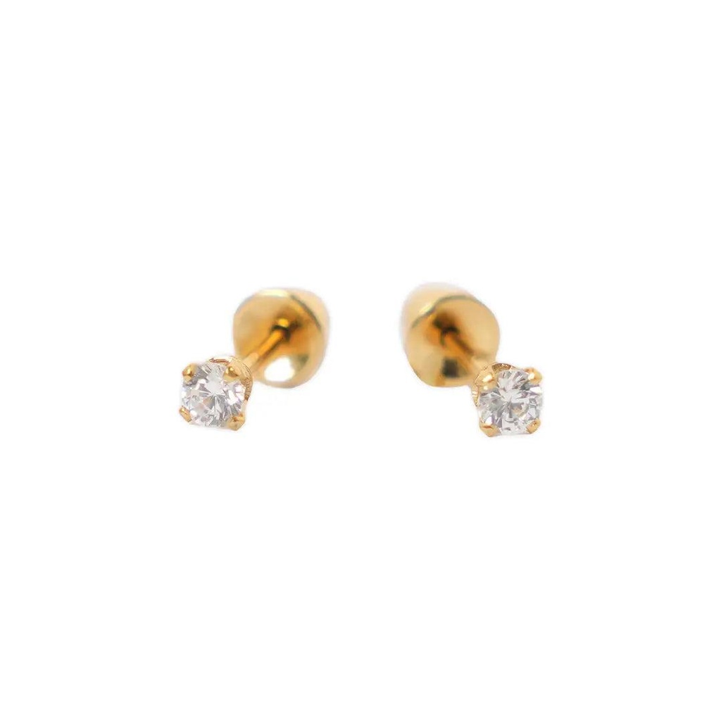 [1211587] Lustrous 18K Gold Plated Diamond Point Earring (3Mm) 148