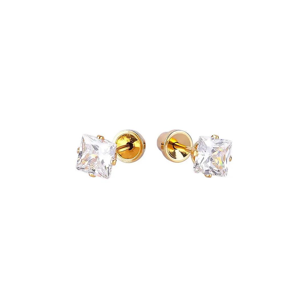 [1211620] Lustrous 18K Gold Plated Diamond Earring (6Mm) 181