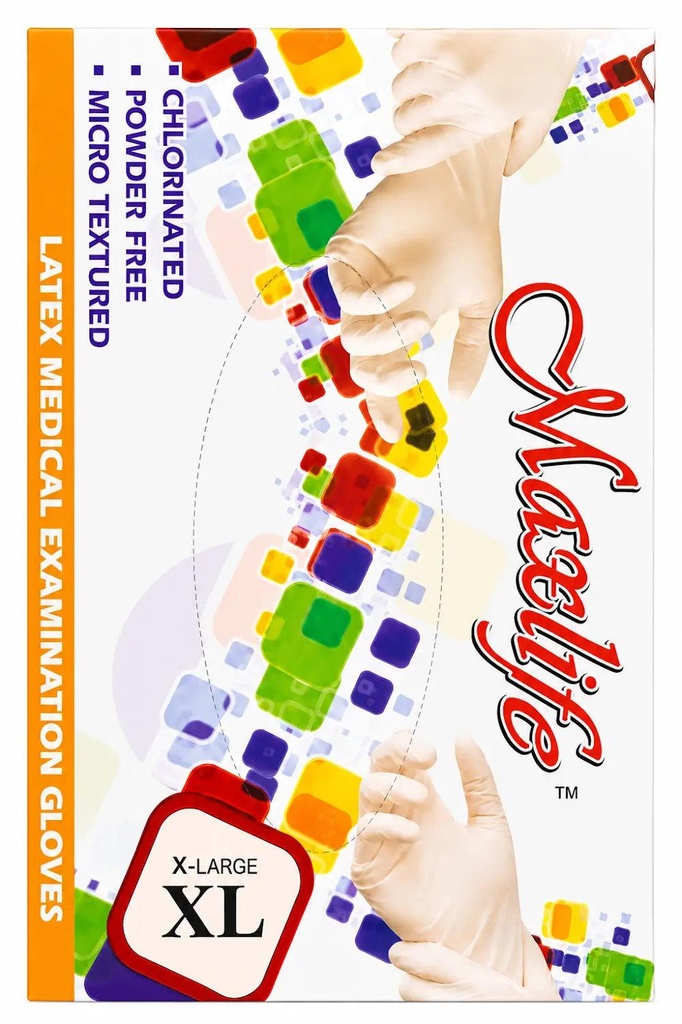 [1222775] Latex Examination Chlorinated Powder Free Gloves X-Large