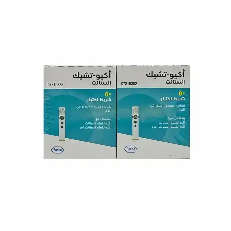 [1222234] أكيو تشيك إنستانت شرائط اختبار السكر عرض عبوتين × 50 شريط